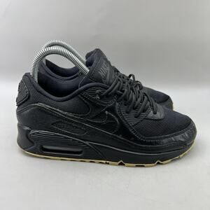 Nike Air Max 90 ID Running Shoes Women Size 7 Black Gum Bottom Comfort Sneakers